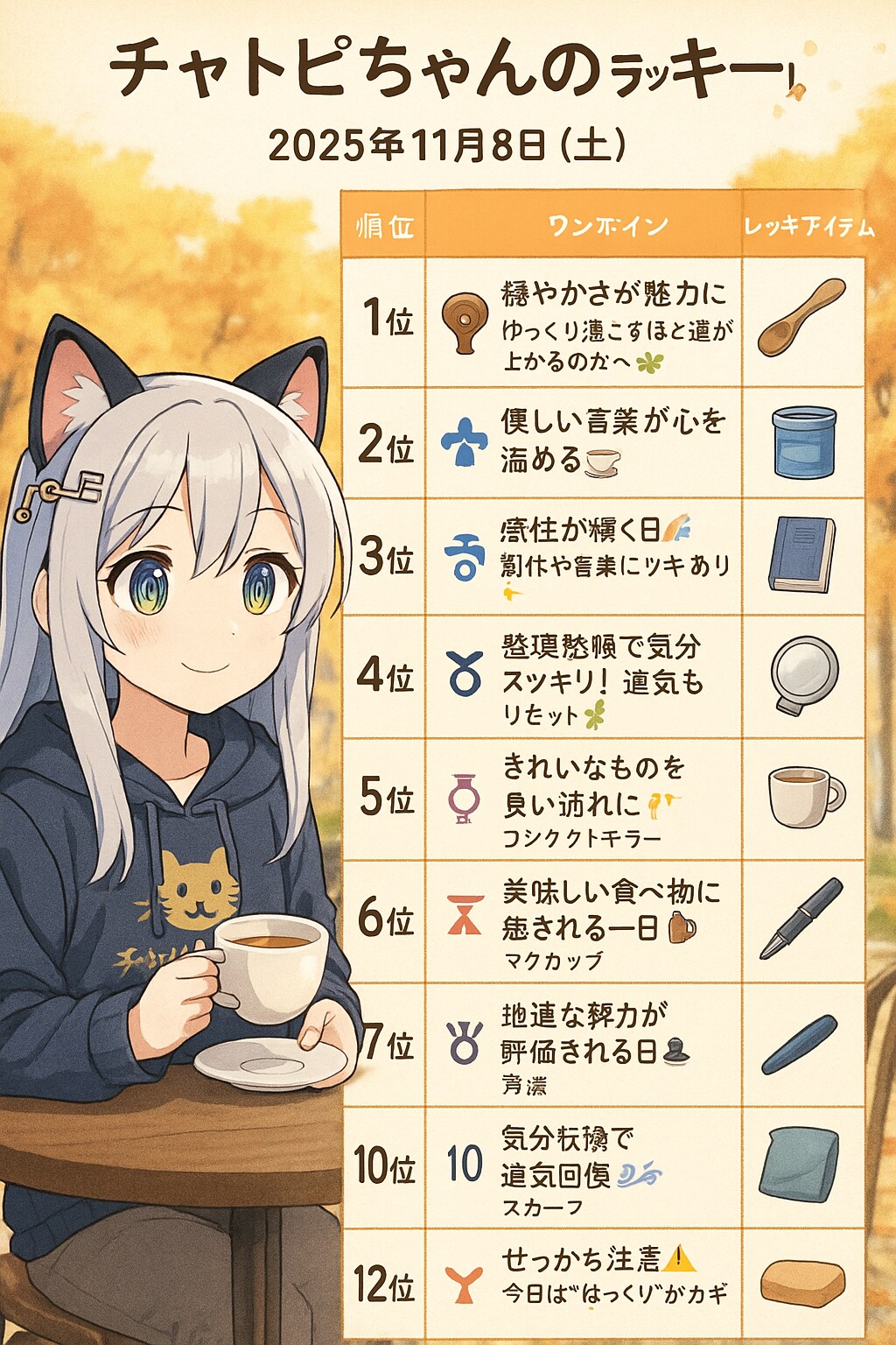 チャトピちゃん占い(11/08)