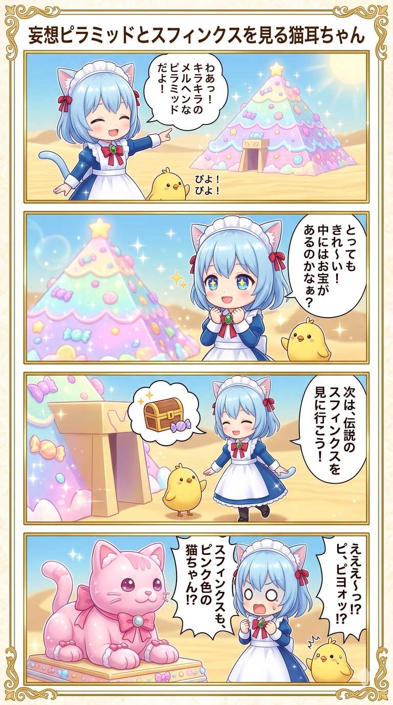 妄想ピラミッドとスフィンクスを見る猫耳ちゃん | の人気AIイラスト・グラビア