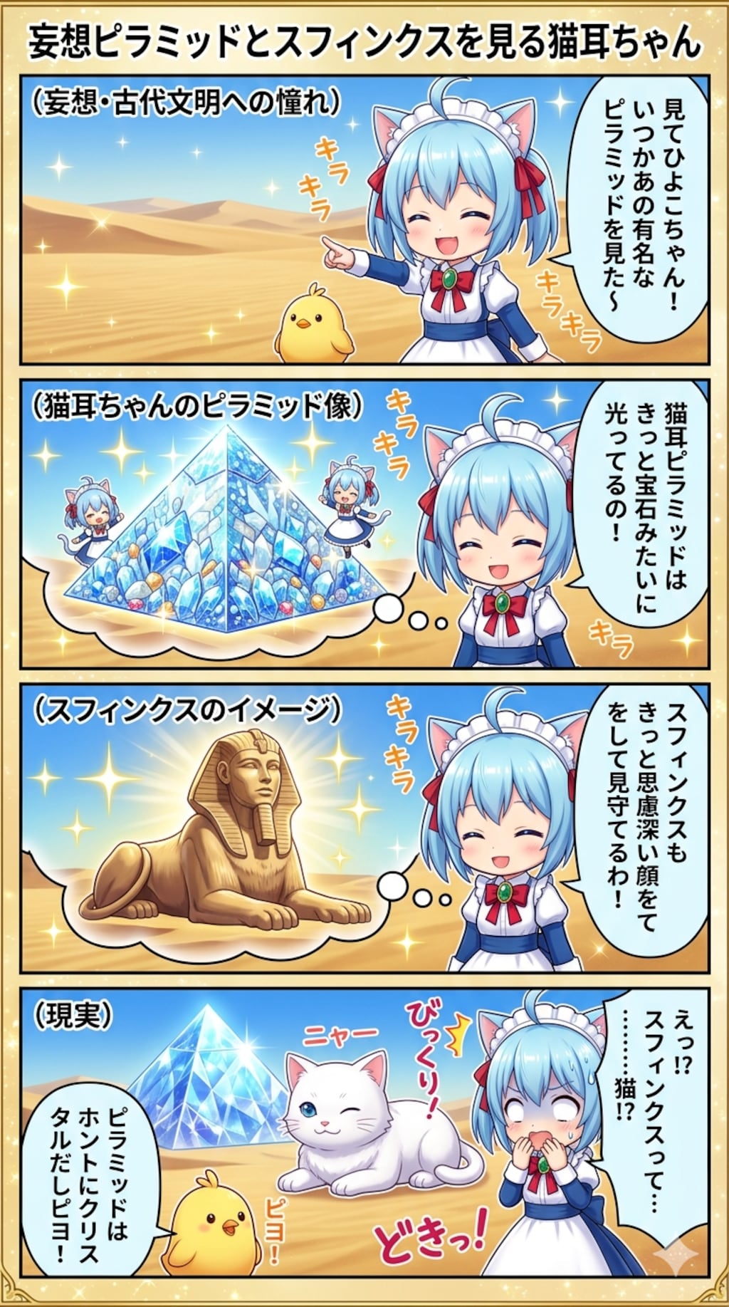 妄想ピラミッドとスフィンクスを見る猫耳ちゃん