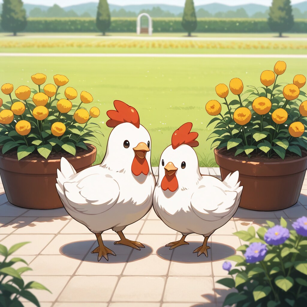 うちの庭には二羽鶏がおってしまいよった