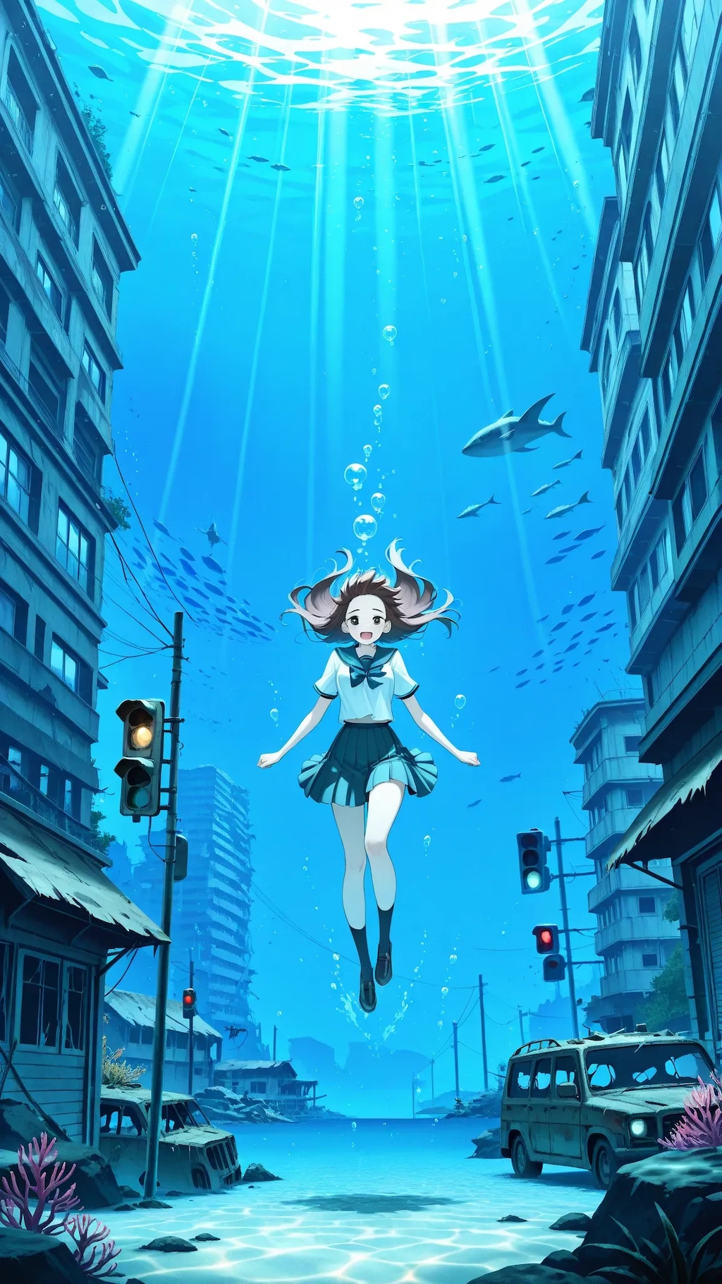 水中詰め合わせ 終末世界の水没都市と少女編