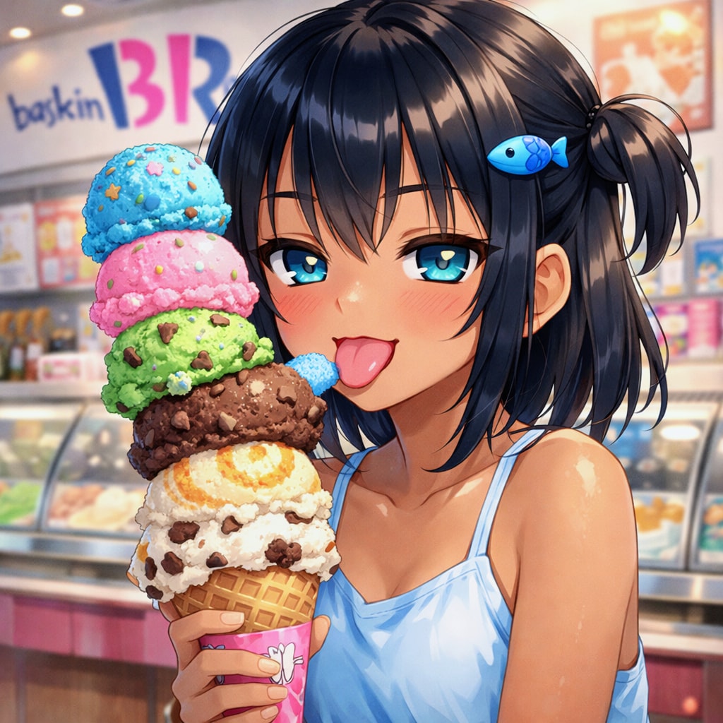 多段アイスを食べるこなつちゃん