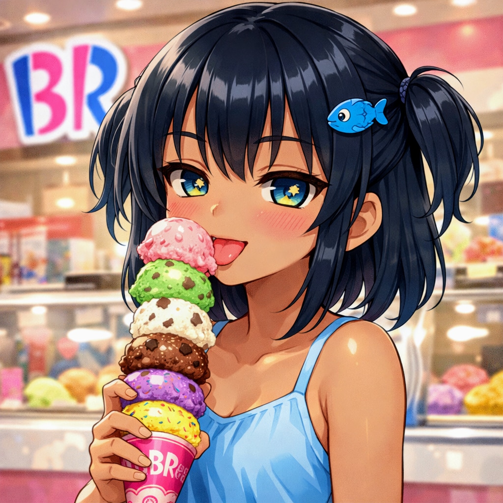 多段アイスを食べるこなつちゃん