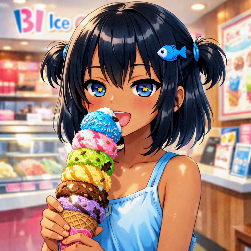 多段アイスを食べるこなつちゃん