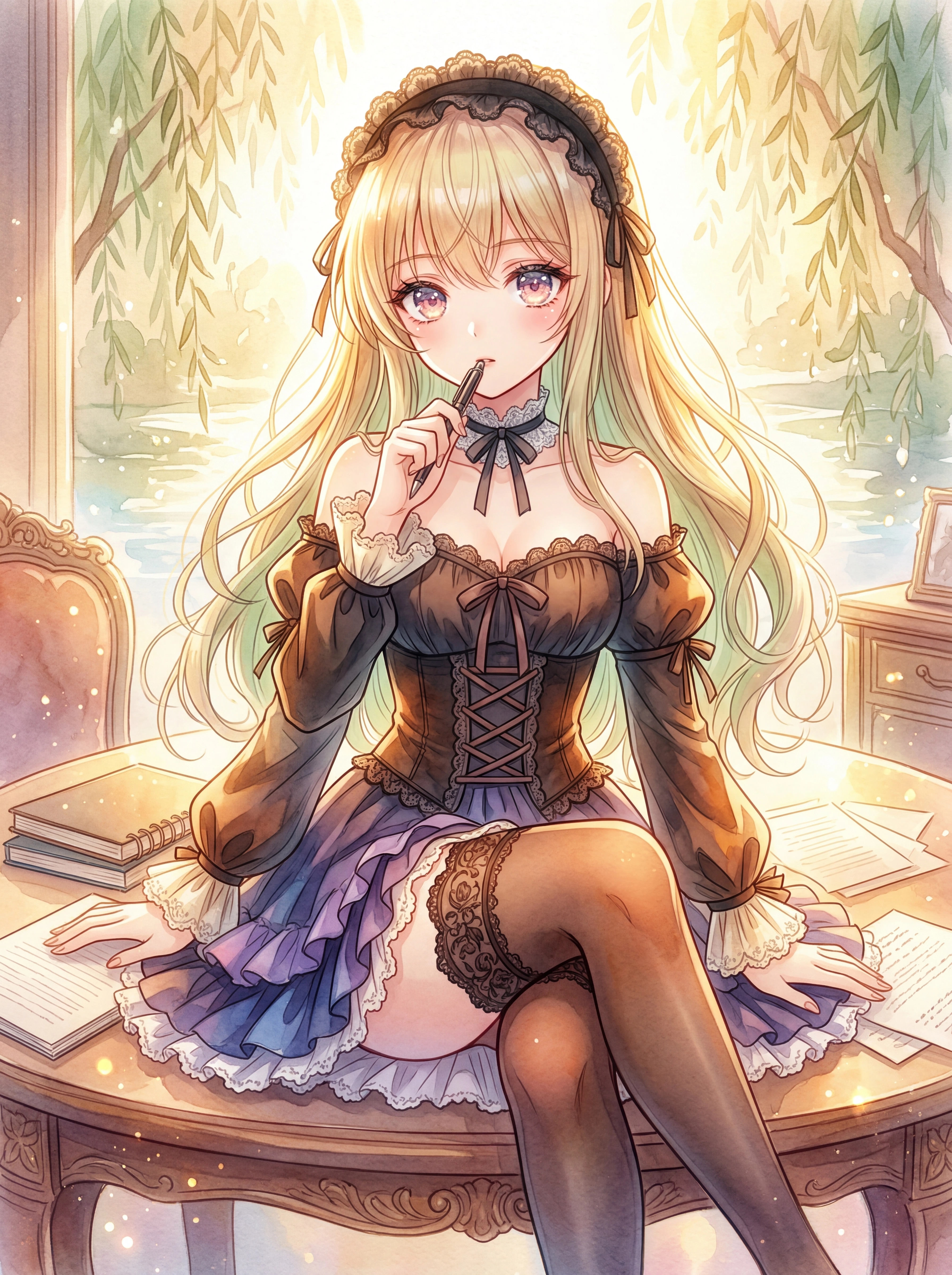 蒼光の筆先に宿る夢 | の人気AIイラスト・グラビア