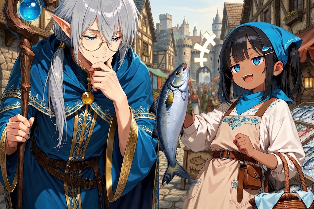 灰髪エルフと褐色ジト目の少女