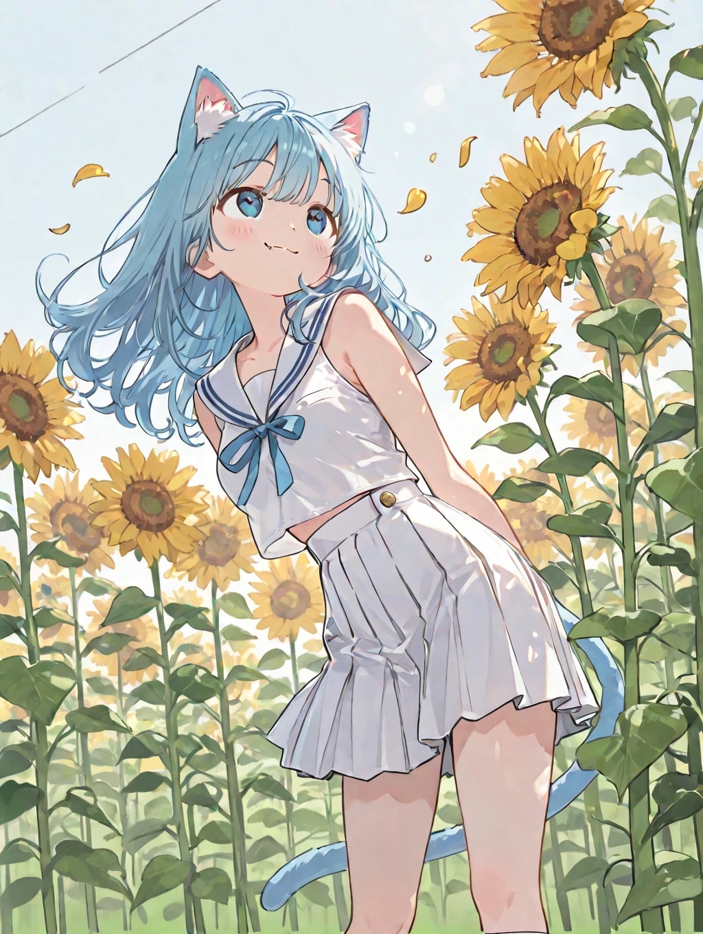 ひまわり畑の中で