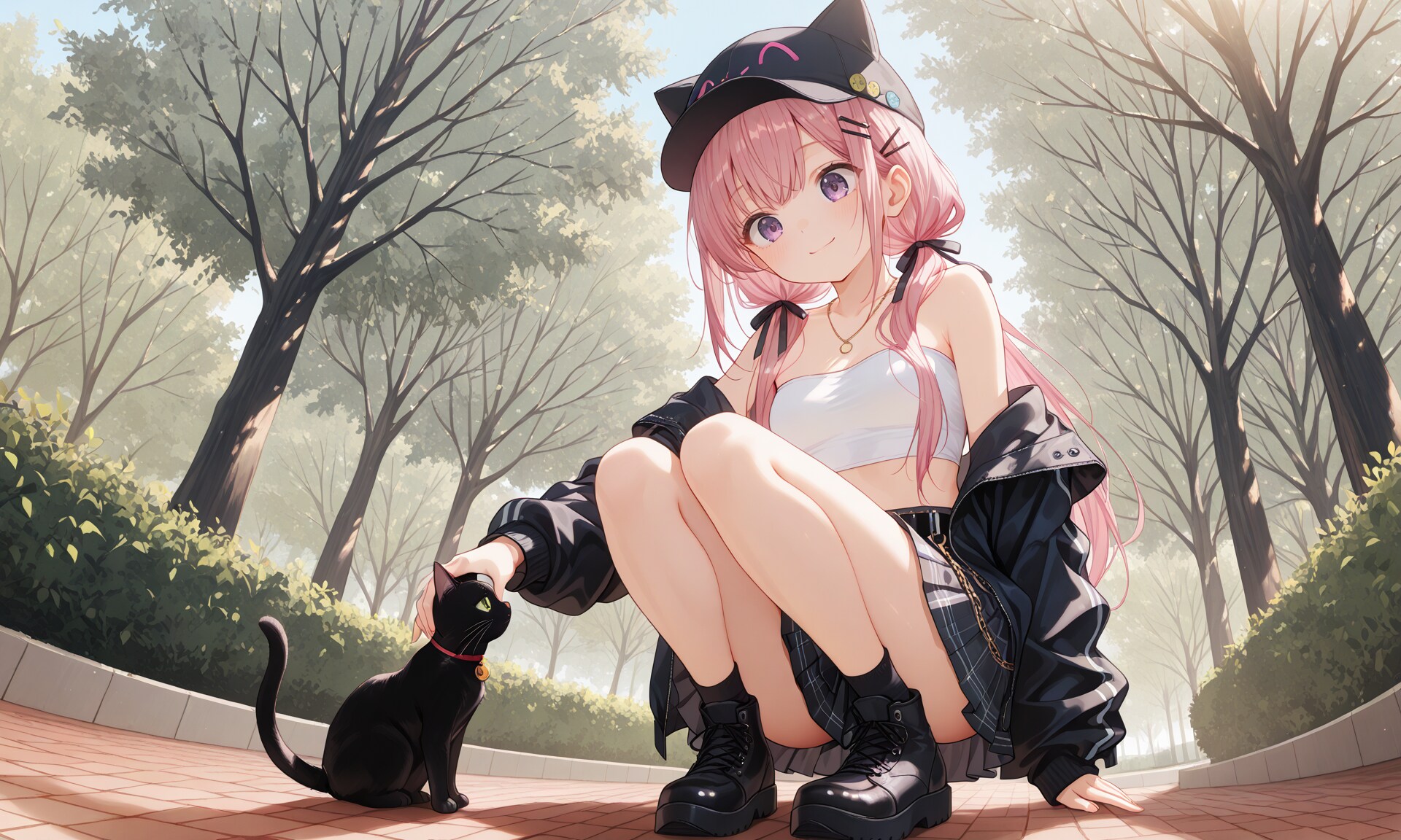 桃香と黒猫と猫耳帽子
