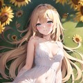 向日葵と金色の髪の少女 3枚目
