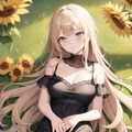 向日葵と金色の髪の少女 4枚目