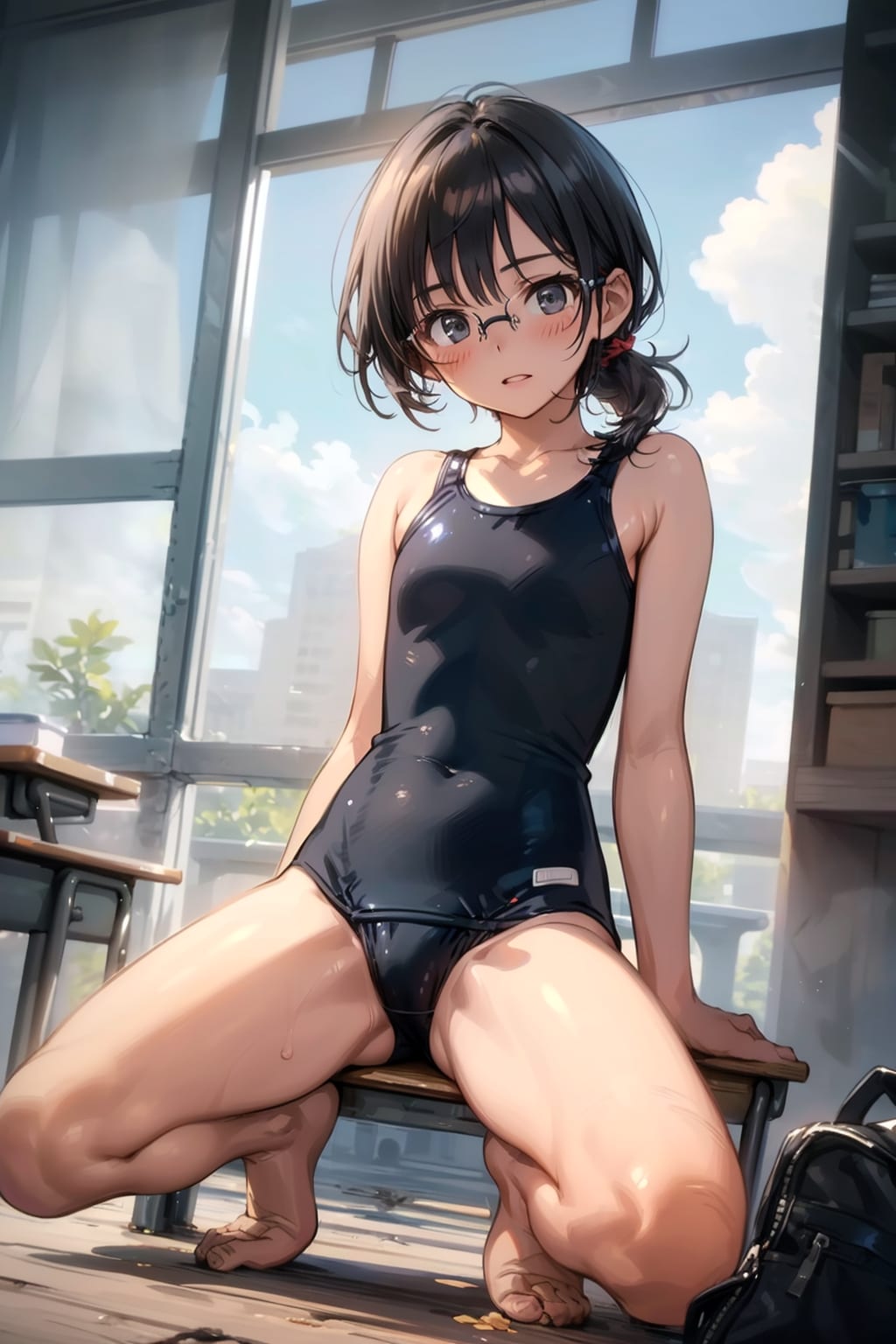 スク水の眼鏡っ娘