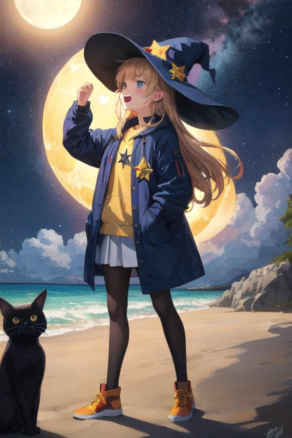 砂浜の魔女と猫