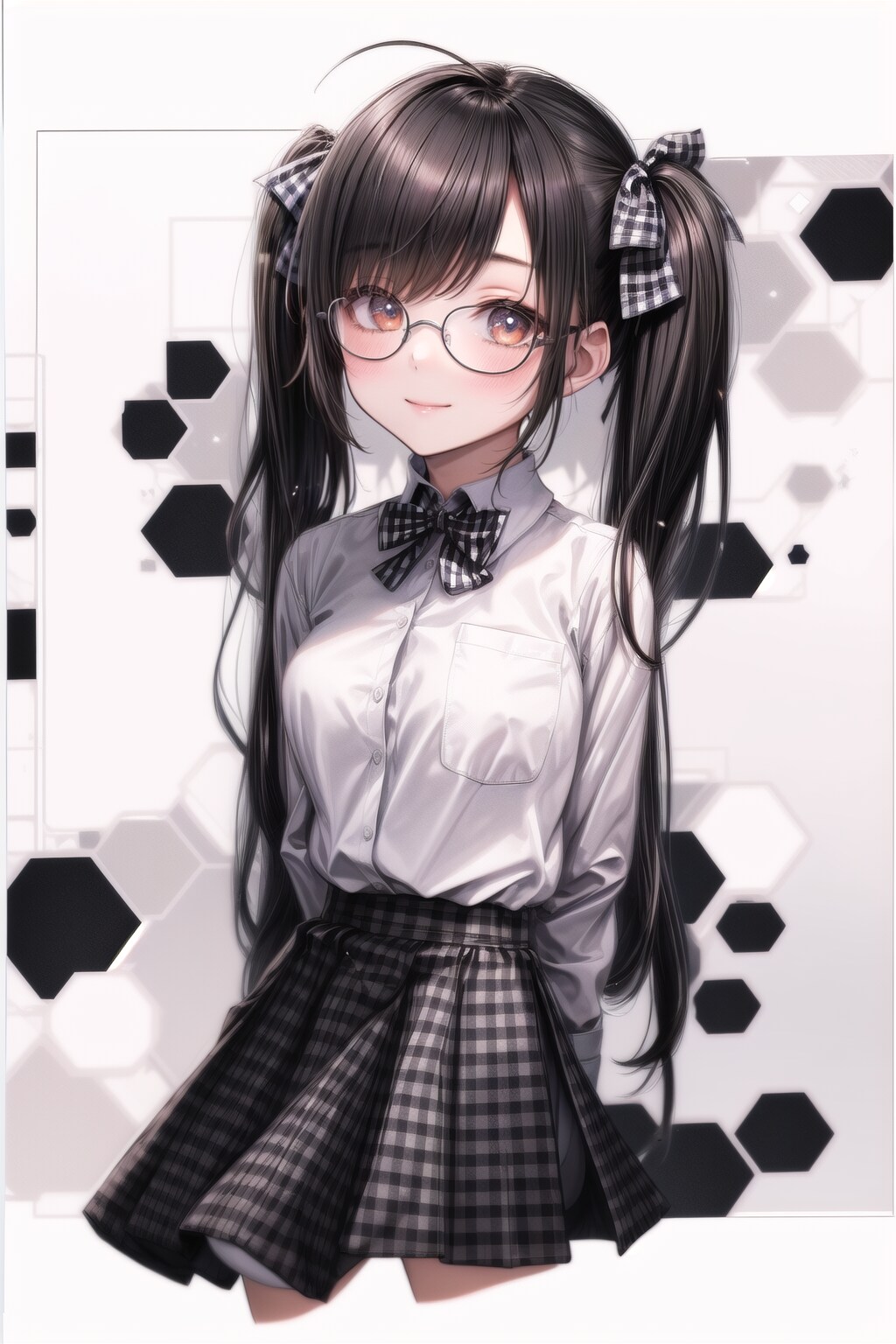 チェック柄ツインテール