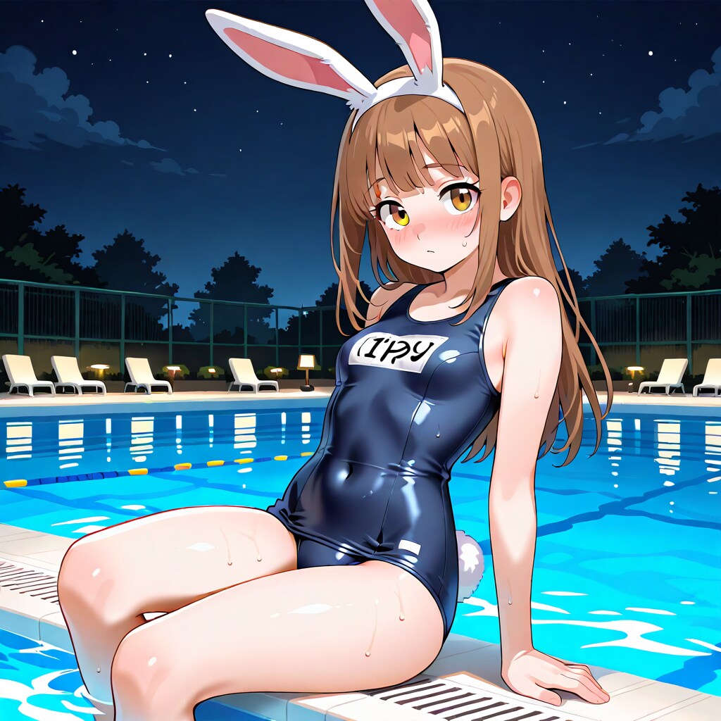 夜のスク水バニーガール