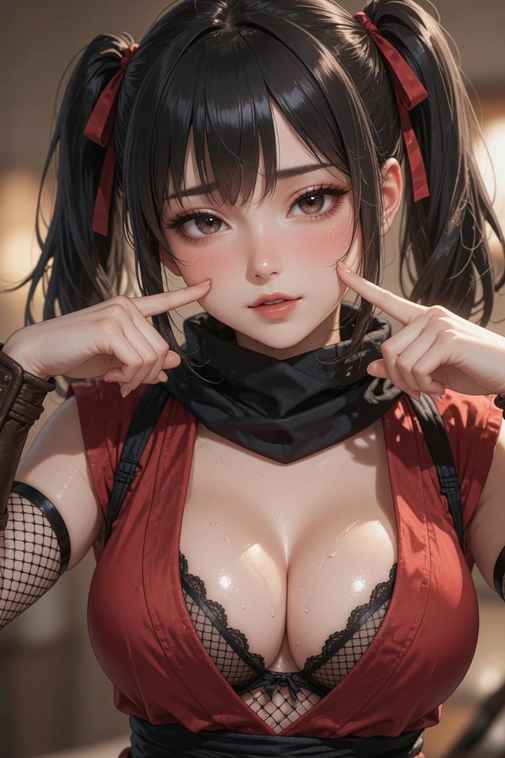 どんどん胸元が開いていく
