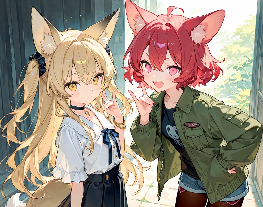 【コラボ絵御礼】ミラ・ゴールディちゃんとカエデでコンコンサイン