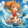 ビール缶サーフィンをする小さな女の子 5枚目