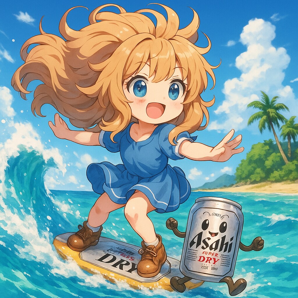 ビール缶サーフィンをする小さな女の子