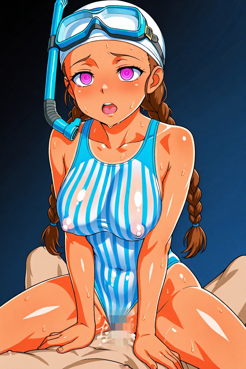 催眠状態で性交をする競泳水着の少女