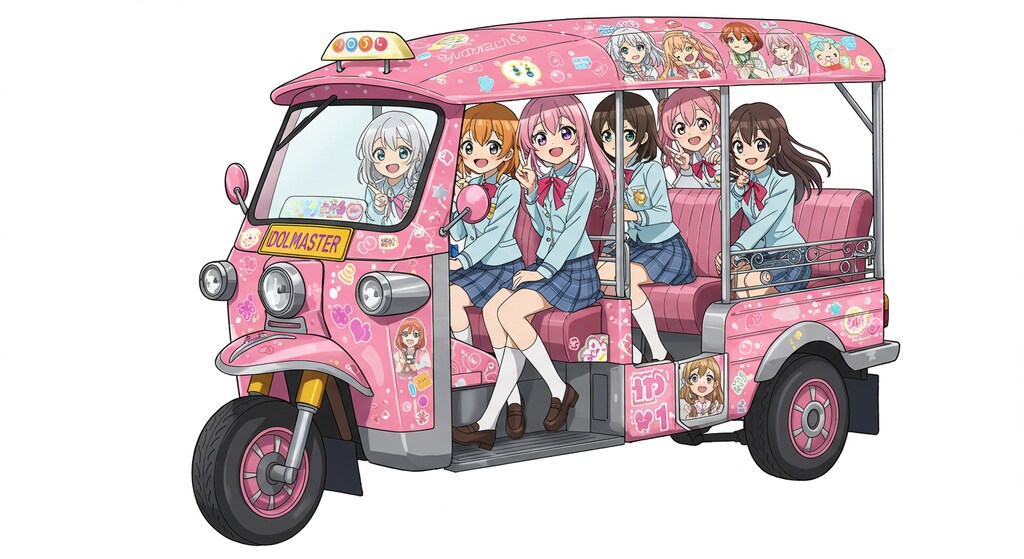 アニメキャラとオート三輪