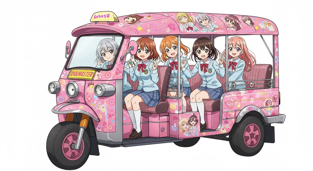 アニメキャラとオート三輪