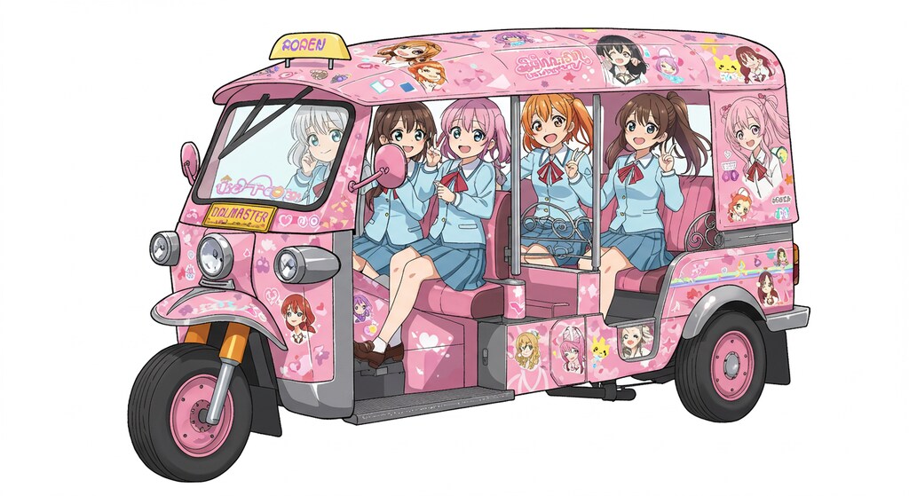 アニメキャラとオート三輪