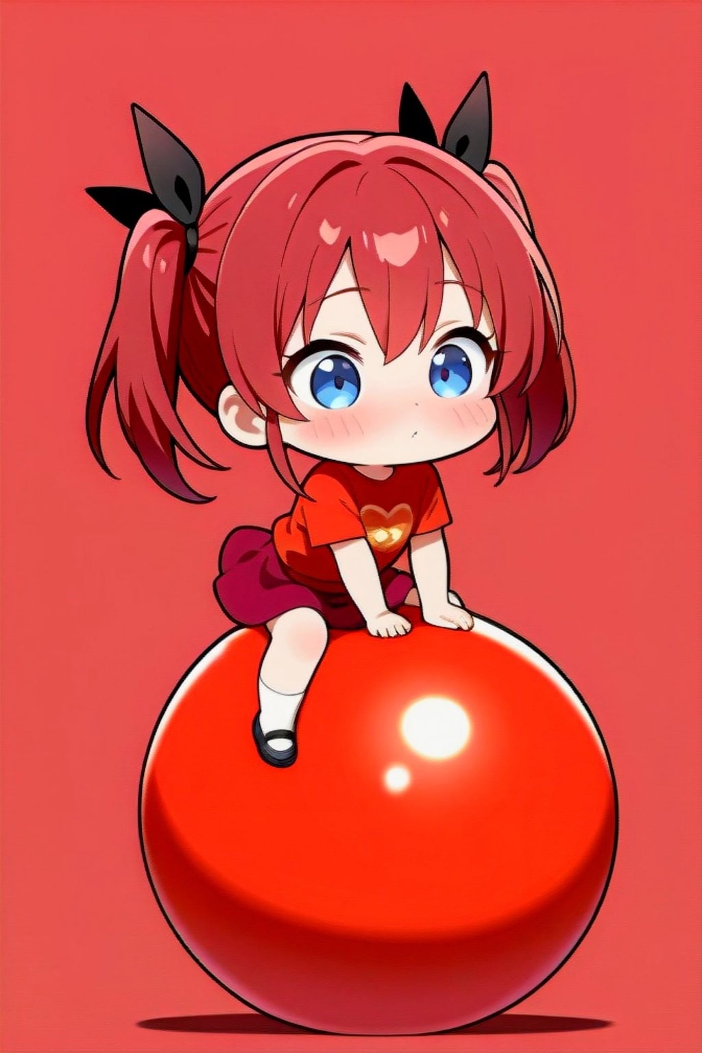 赤背景の赤髪ちゃん