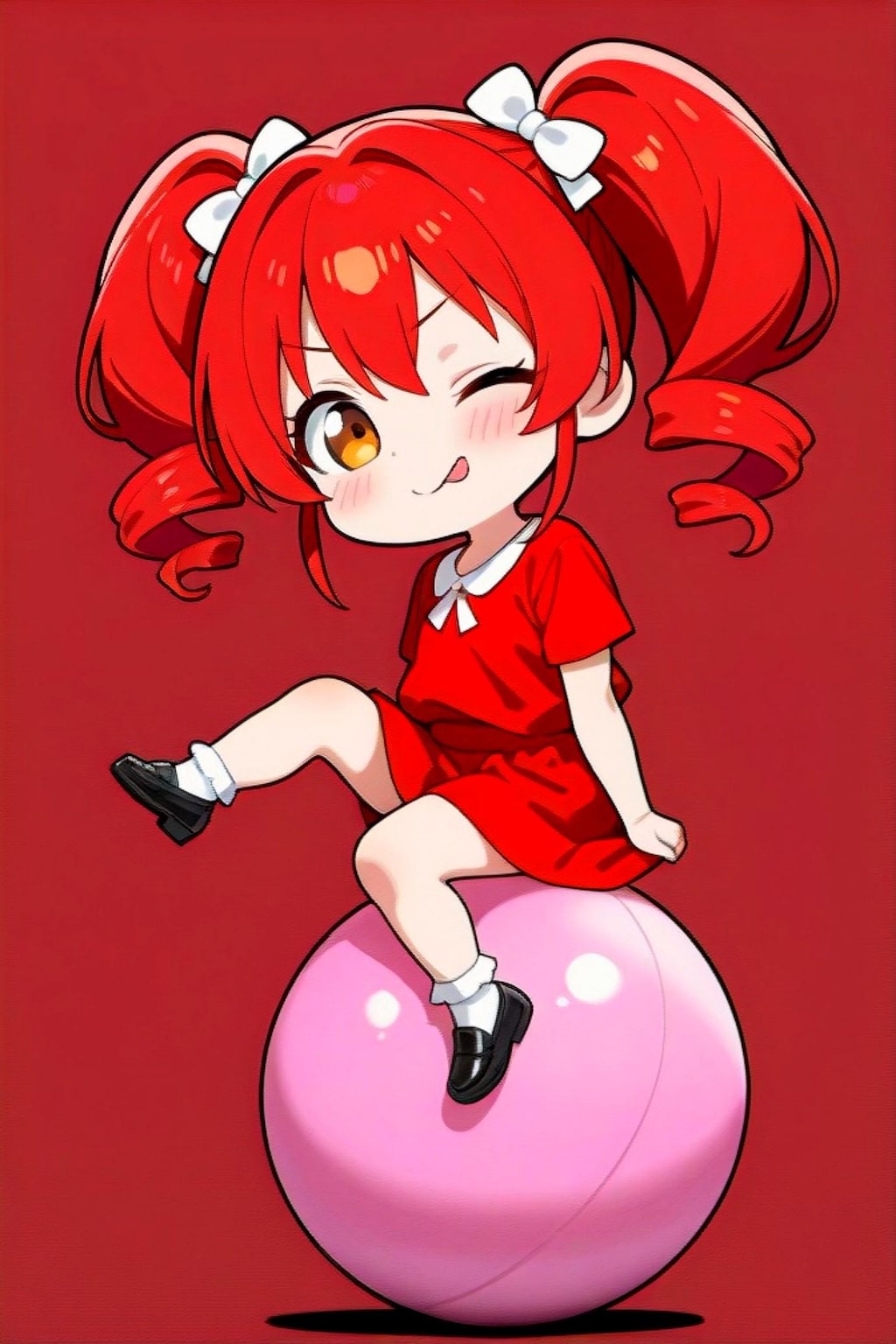 赤背景の赤髪ちゃん