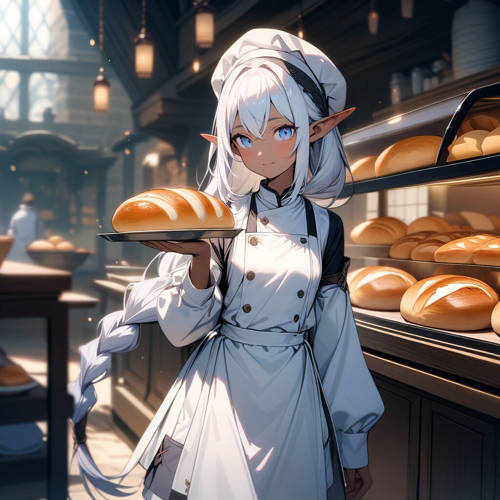 パンを運ぶダークエルフ