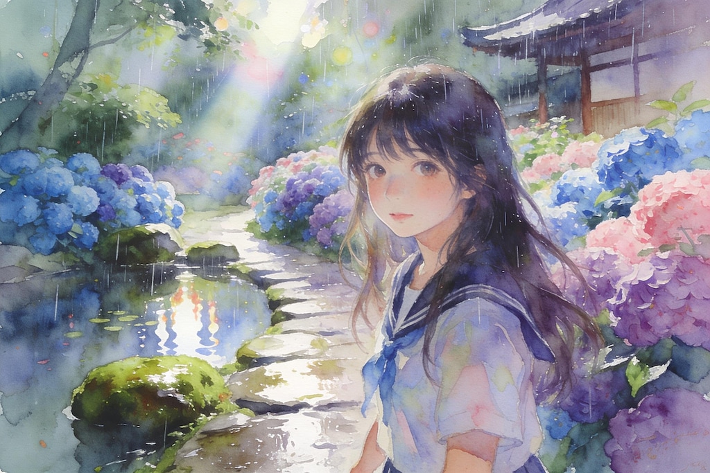 雨の紫陽花