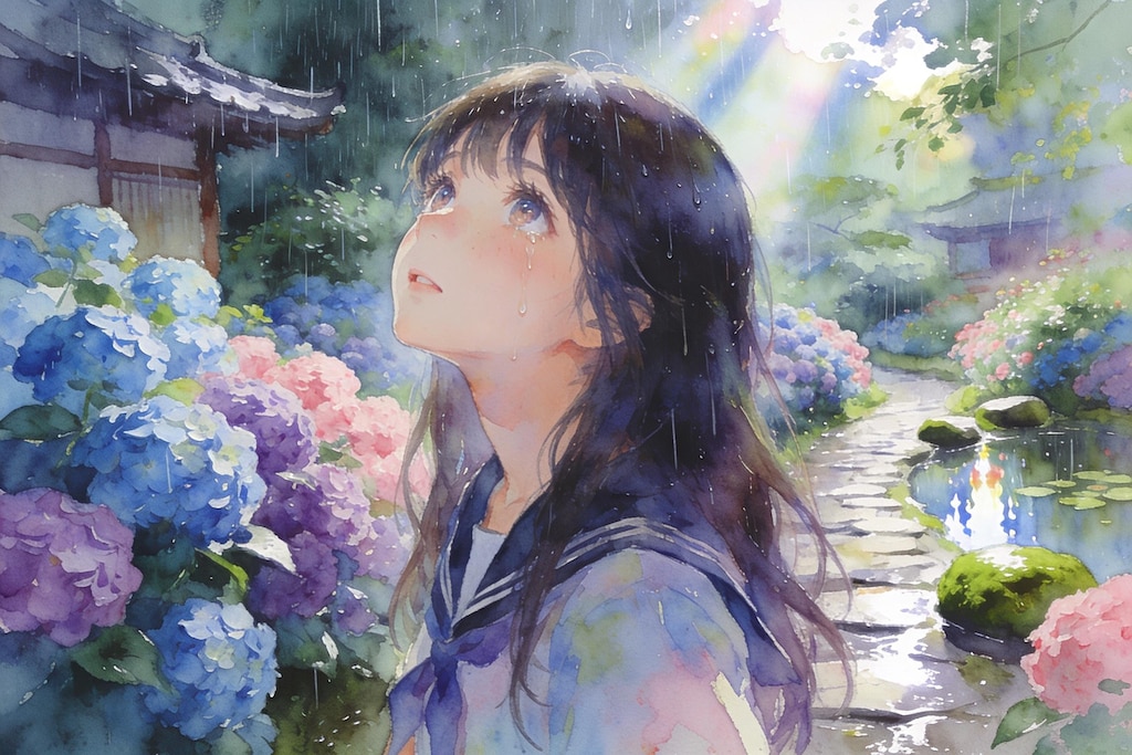 雨の紫陽花
