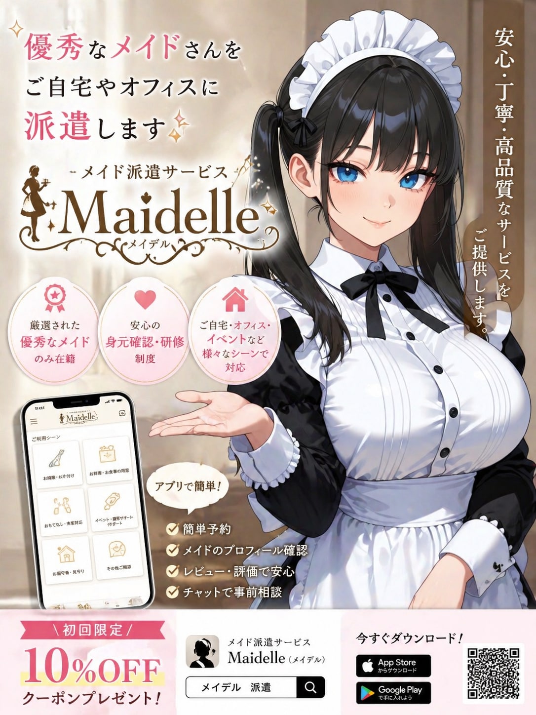 ハイクラスメイド派遣アプリ | の人気AIイラスト・グラビア
