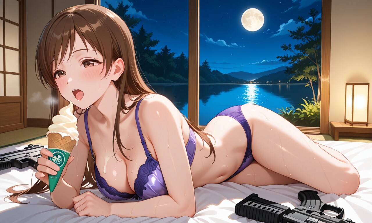 新田さんと夜の湖畔で(PixAI版)