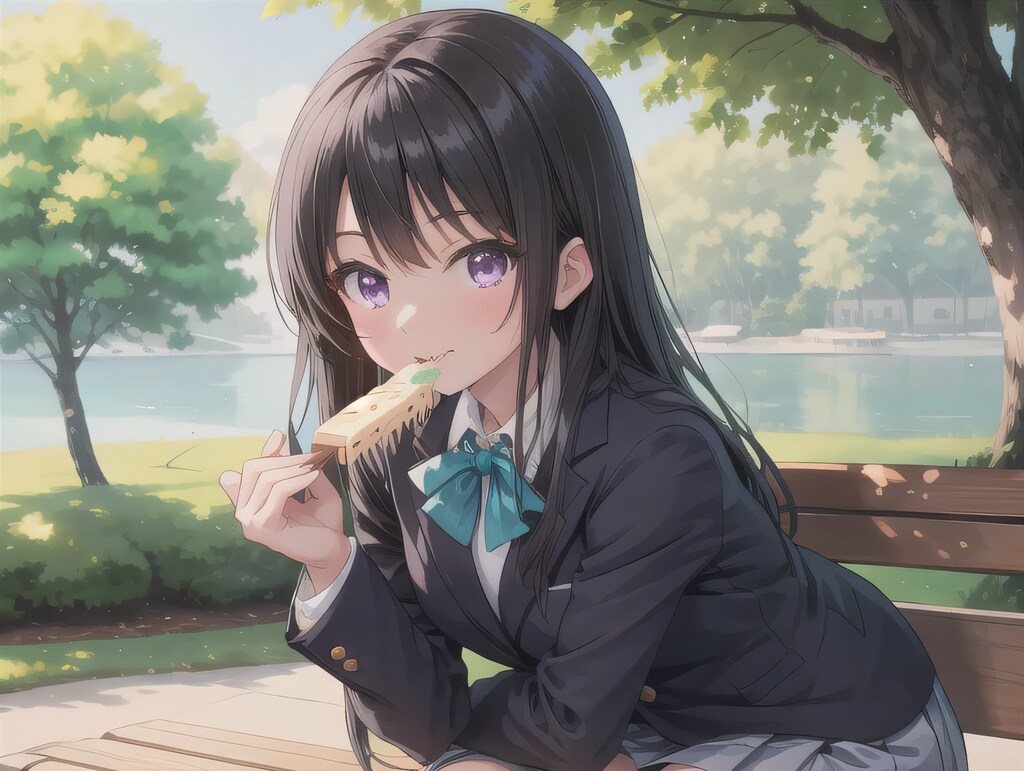 黒髪ロングでブレザーの少女５８