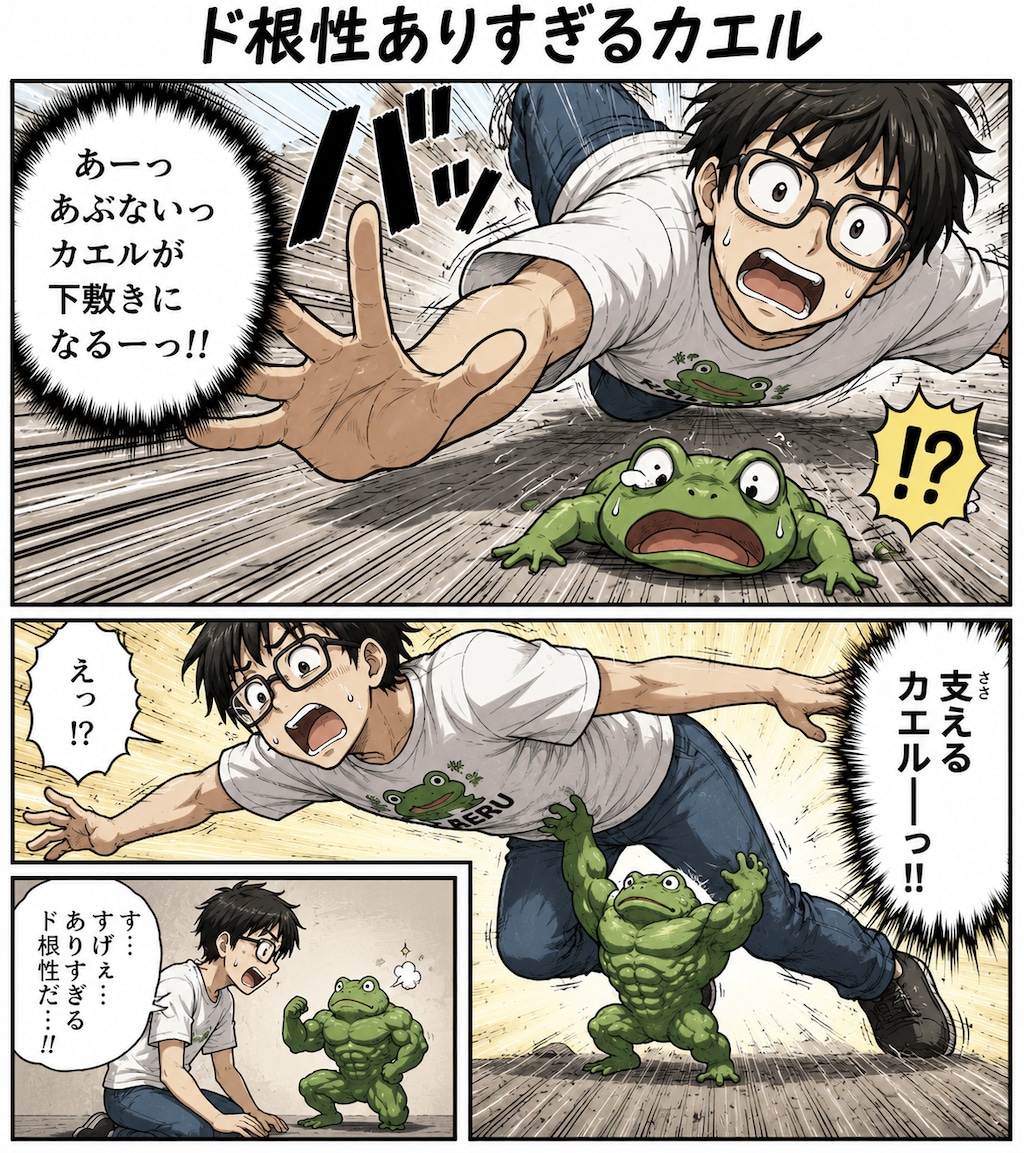 ド根性ありすぎるカエル