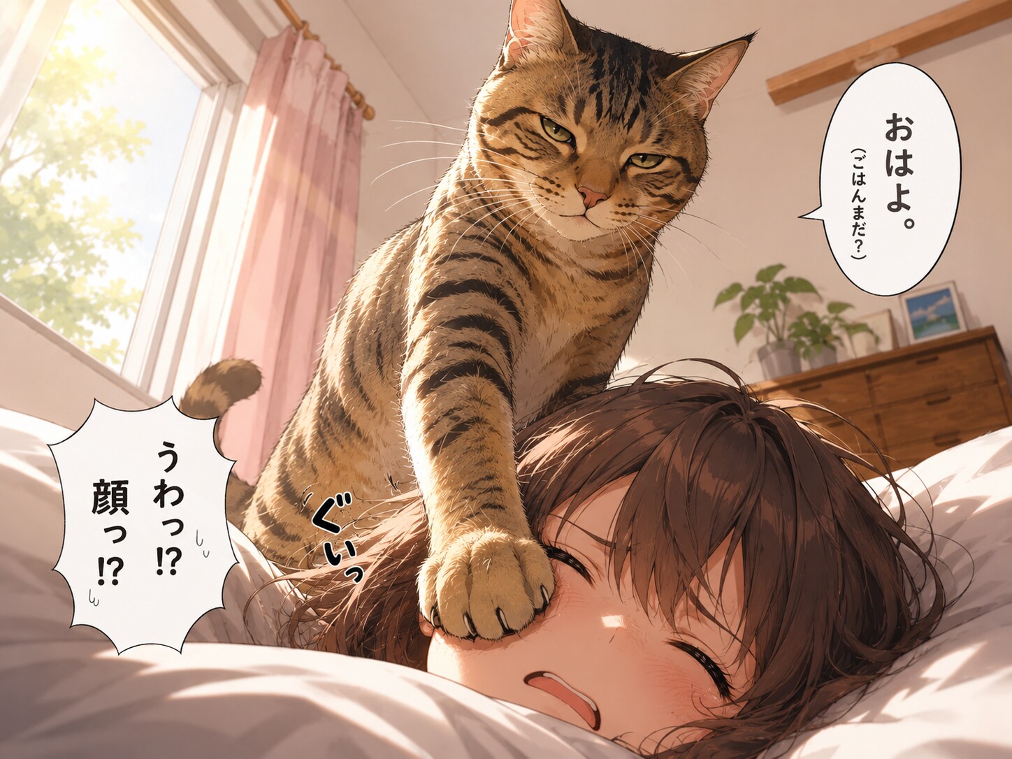 どんな朝でも容赦がない猫
