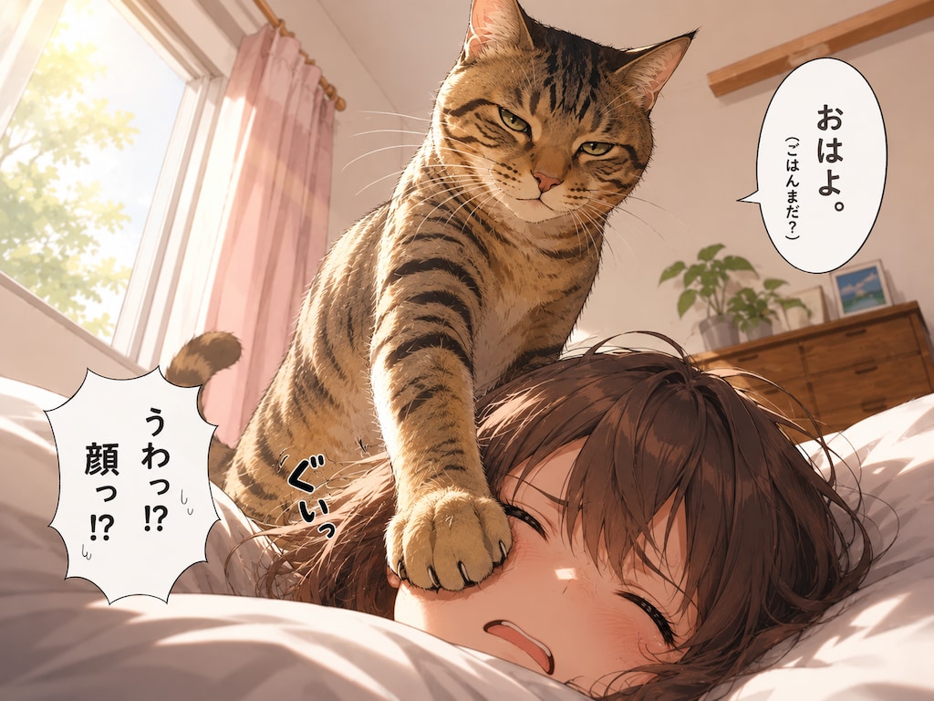 どんな朝でも容赦がない猫