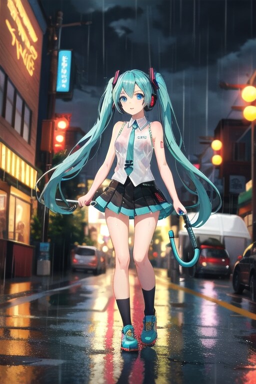 雨の情景　1人佇む少女 | の人気AIイラスト・グラビア