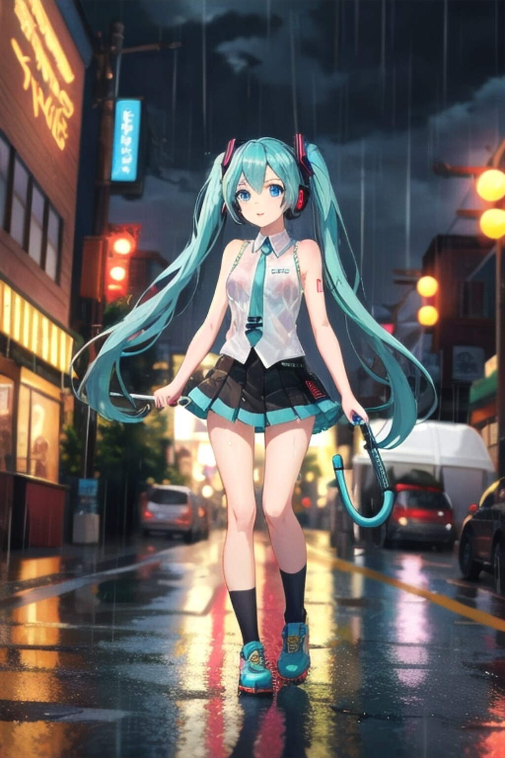 雨の情景　1人佇む少女