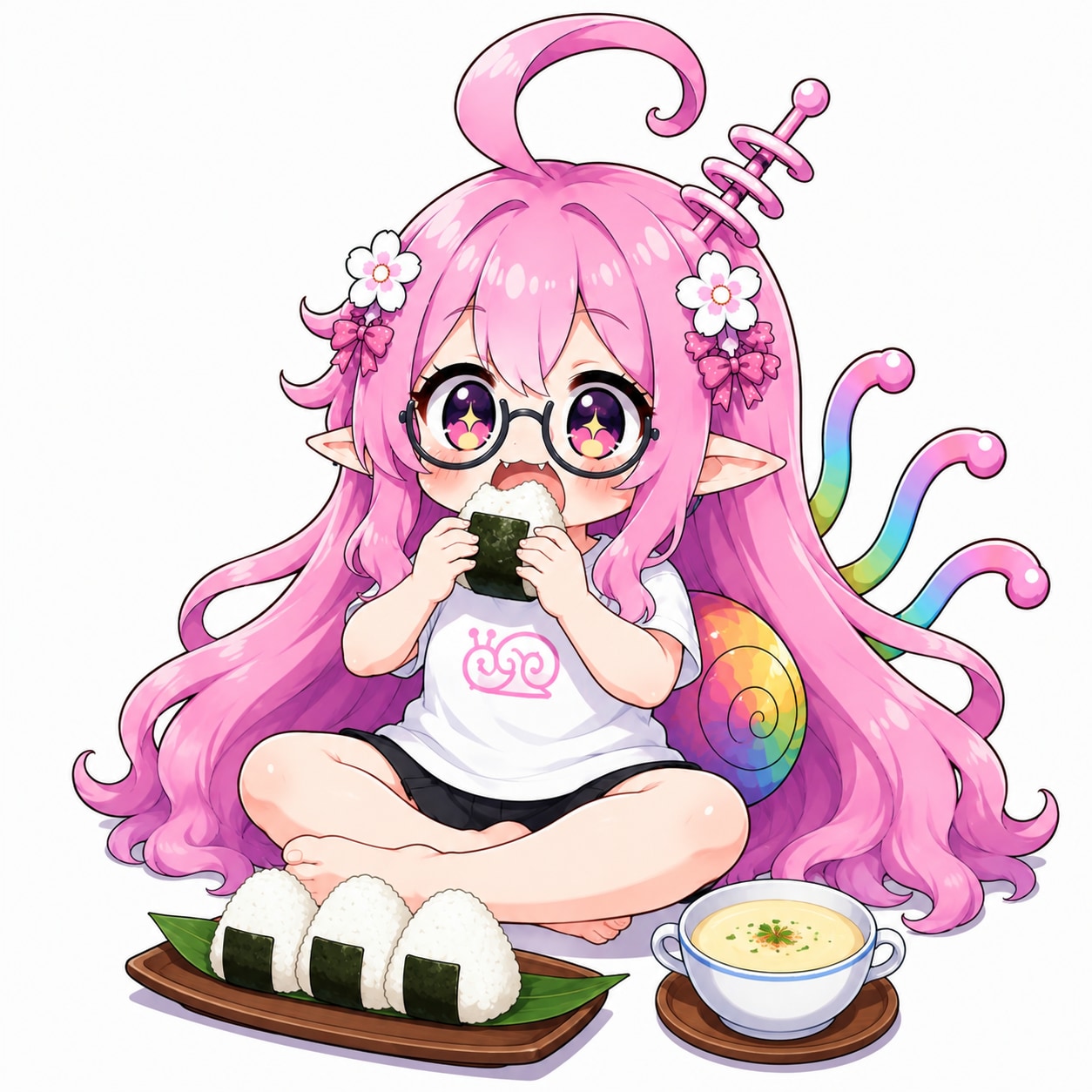 朝食はおにぎりと冷製じゃがいもスープ | の人気AIイラスト・グラビア