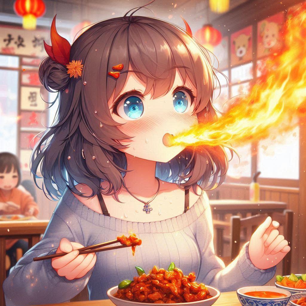 激辛料理を食べてる小さな女の子 | の人気AIイラスト・グラビア