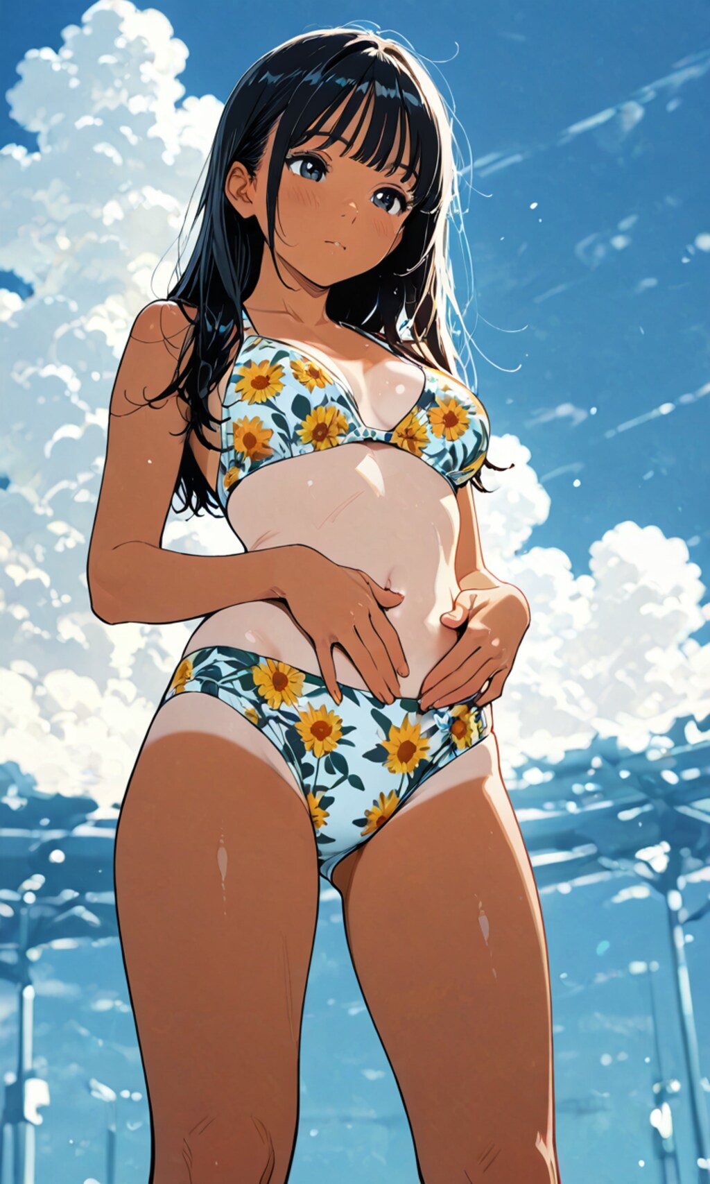 Flat art swimsuit