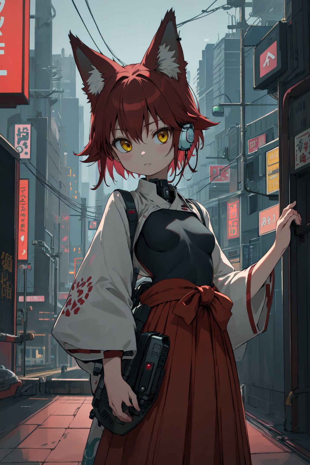 サイバーパンクヘッドホン狐娘