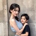 街角の親子 3枚目