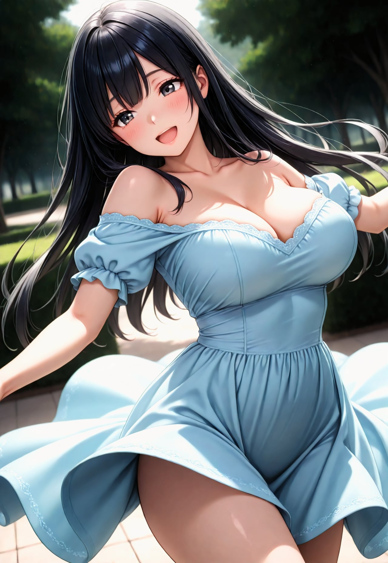 1653（水色のオフショルワンピ）