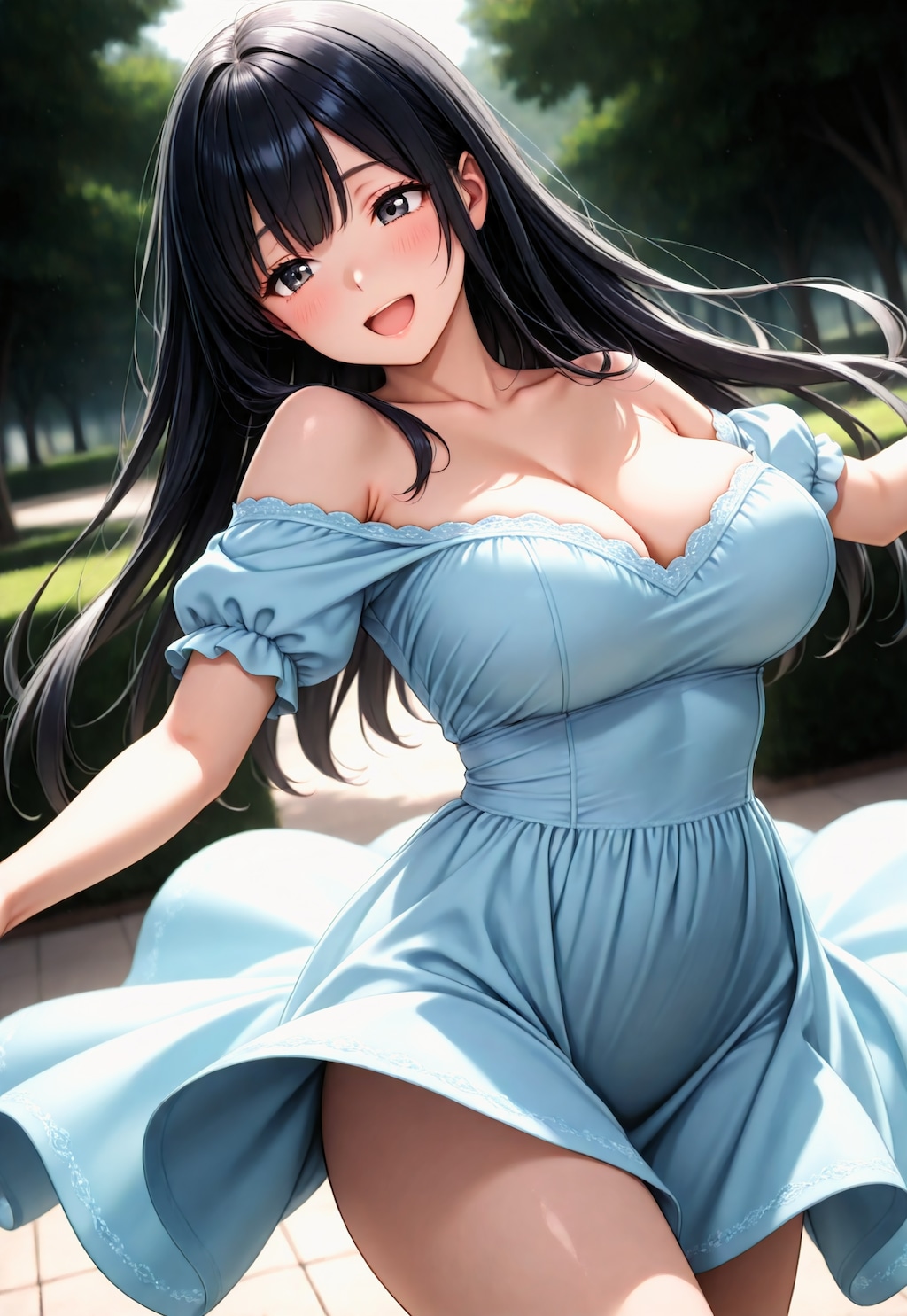 1653（水色のオフショルワンピ）