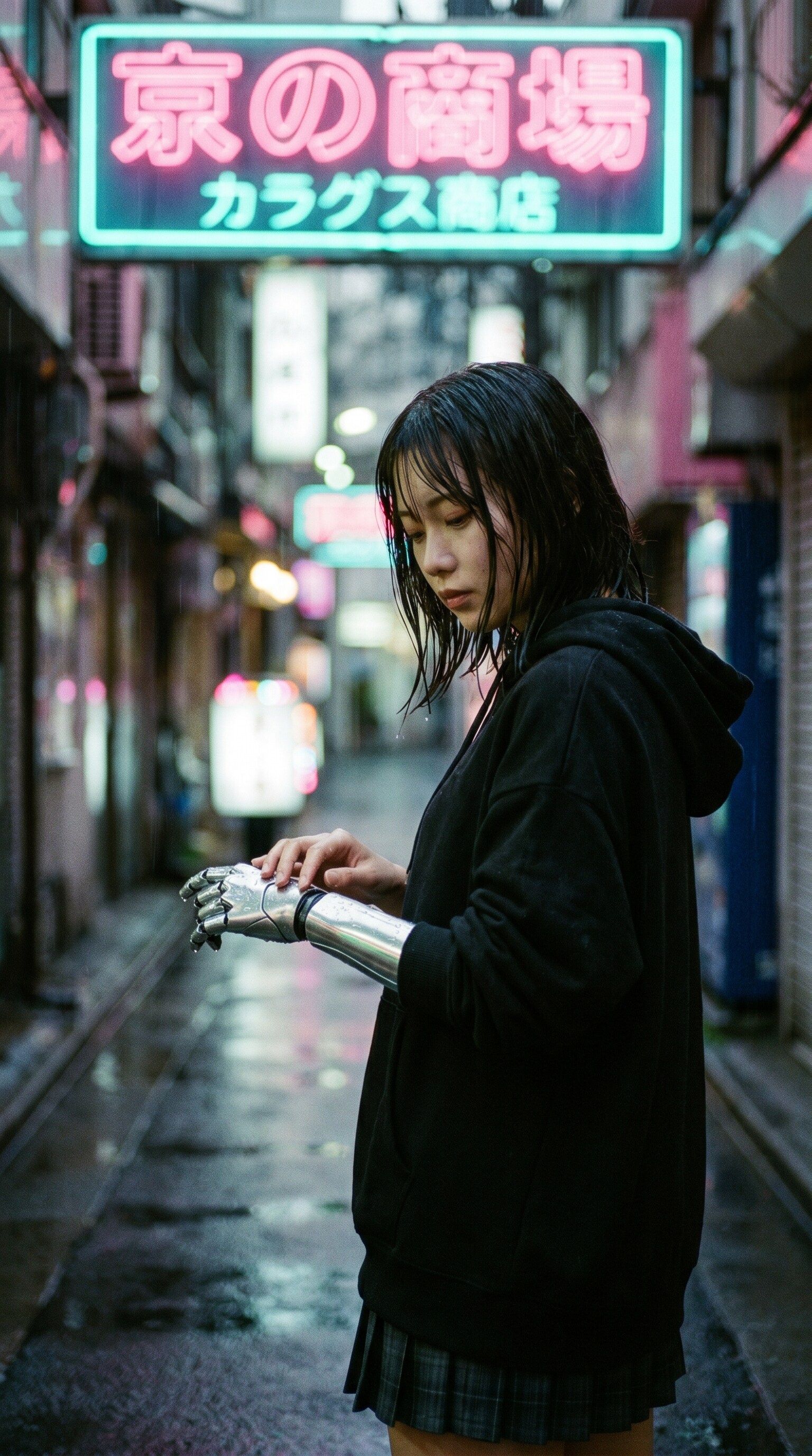 Chrome Hand in Neon Rain | の人気AIイラスト・グラビア