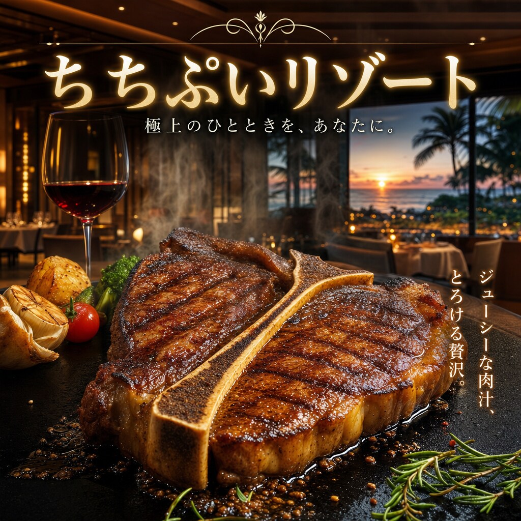 リゾートホテルレストランで提供のステーキ