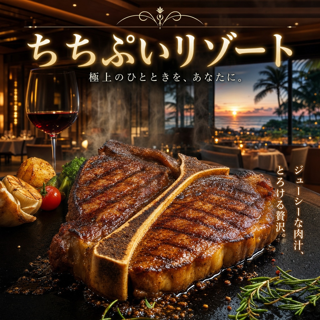 リゾートホテルレストランで提供のステーキ