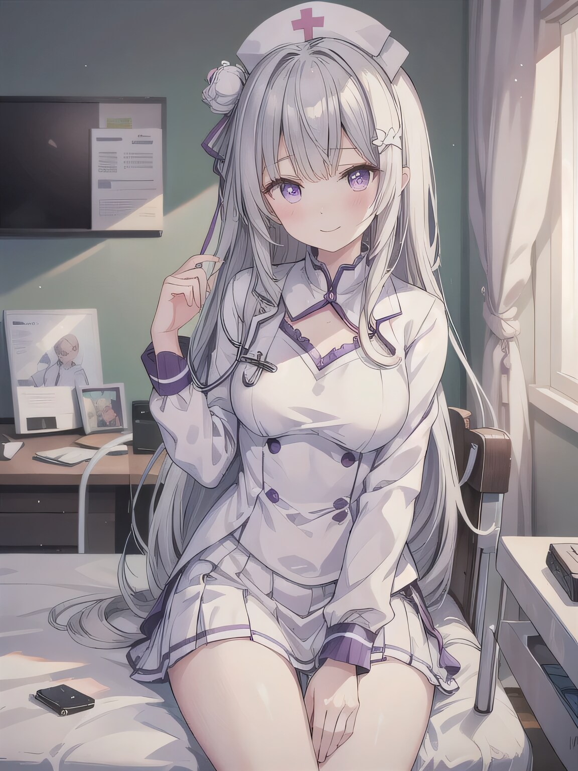 銀髪ロングで白衣の少女２ | の人気AIイラスト・グラビア